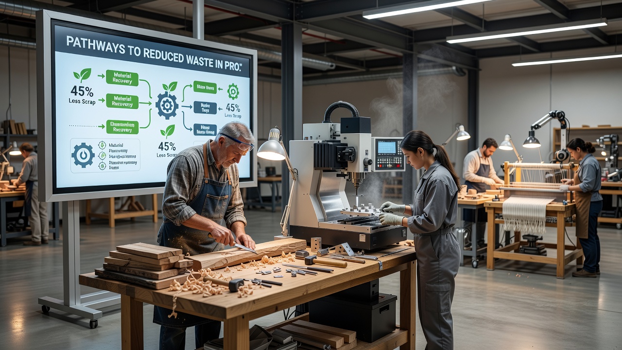 Manufacturer teams applying artisan-inspired cutting patterns to industrial leather production equipment